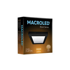 PLAFON LED 12w LED MACROLED CUADRADO CALIDO BLACK SERIES